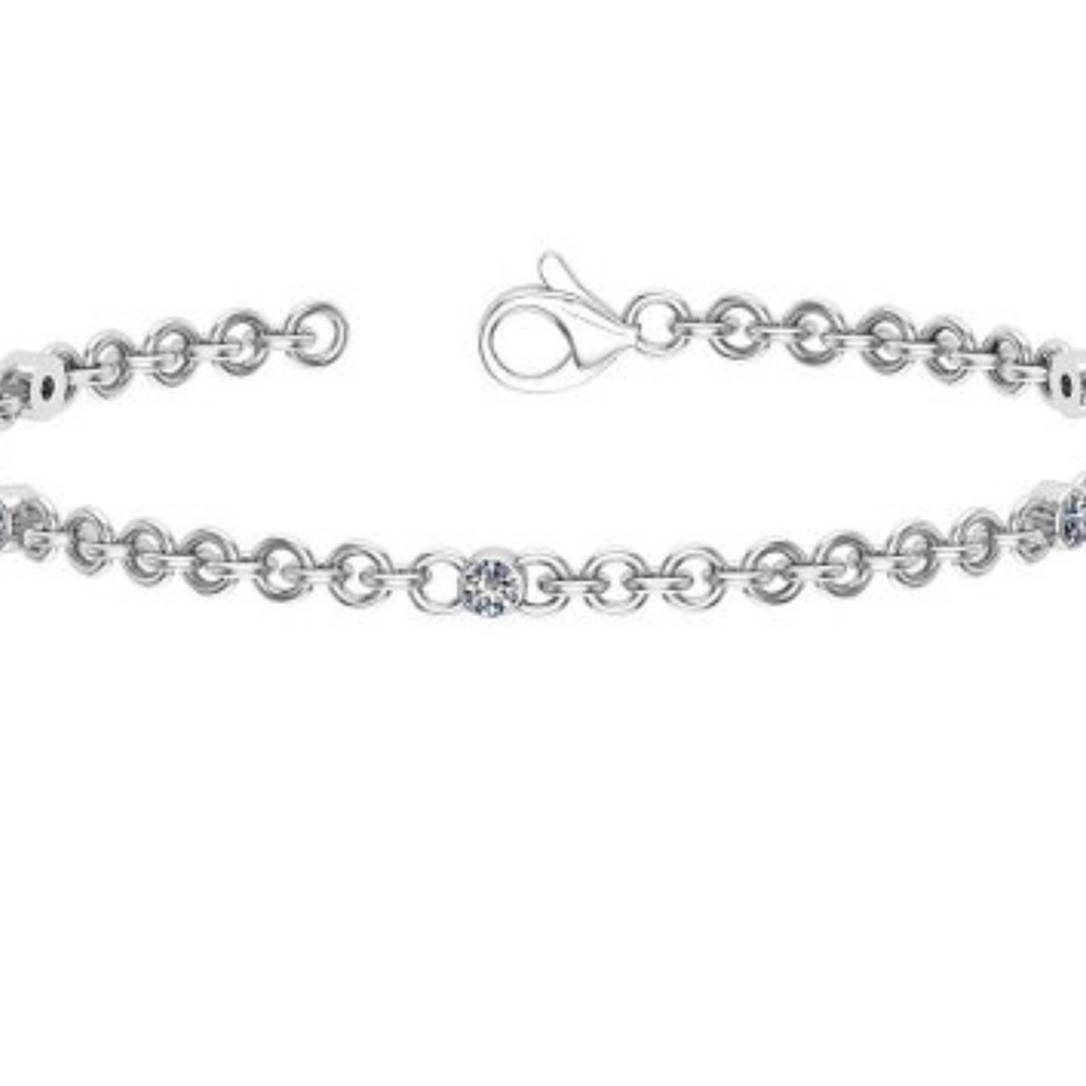 Certified 0.50 Ctw SI2/I1 Diamond 14K White Gold Bracelet